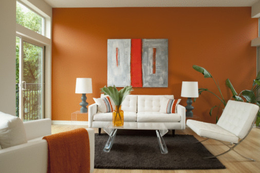 дизайн интерьера оранжевая комната